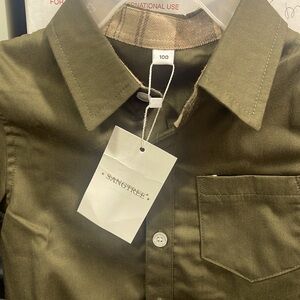 Sangtree Army Green  Button Down Long Sleeve Shirt NEW